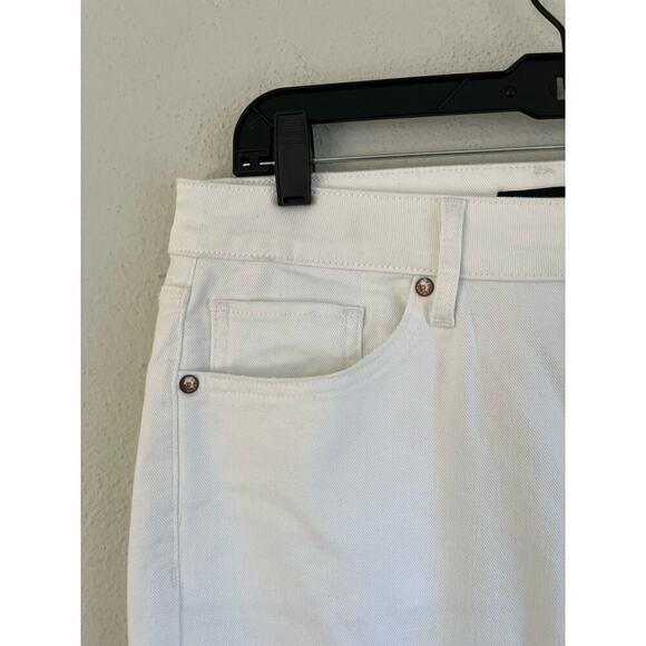 Express Woman White Mid Rise Ripped Boyfriend Jeans, Size 10R - Picture 8 of 11